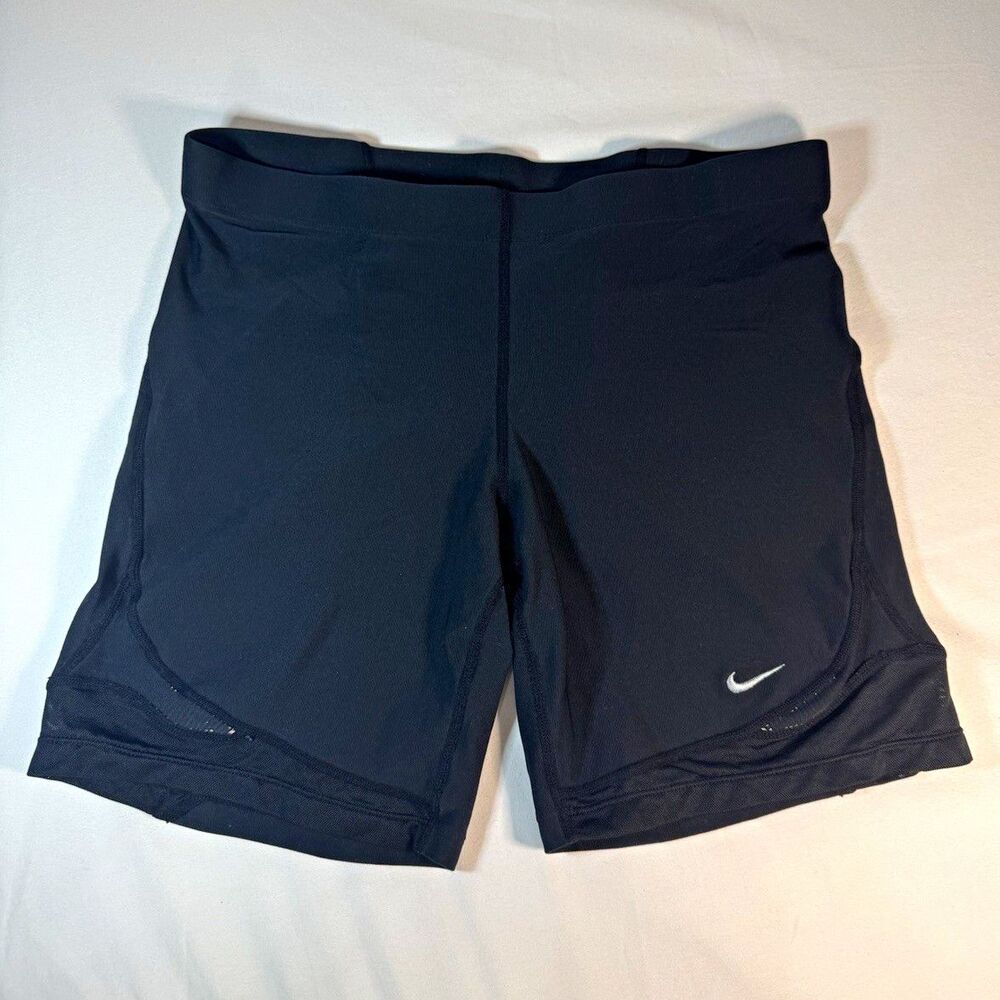 Nike Dri-FIT Black Caged Mesh Inset Compression Running Biker Shorts Women L